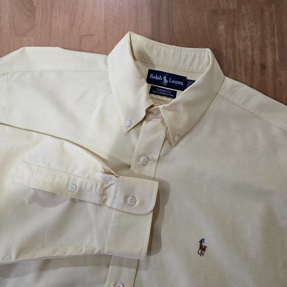 Ralph Lauren Men's Yarmouth Cotton Long Sleeve Button Down Oxford Yellow 16.5/35